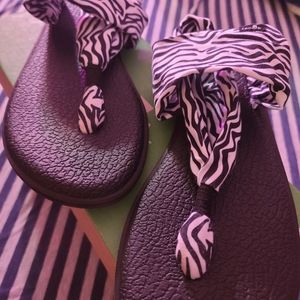 Zebra print sanuk yoga slides